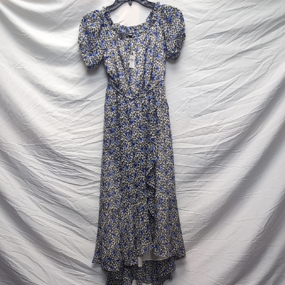 NWT Express Cottage Core Floral Blue and White Women's Dress - Picture 9 of 9